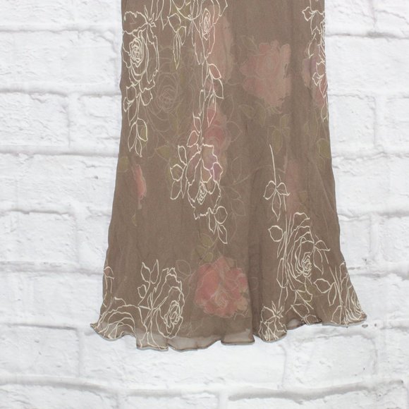 Vintage! Adriana Papell Brown Silk Elastic Waist Lined Skirt Size 10 - Picture 6 of 8